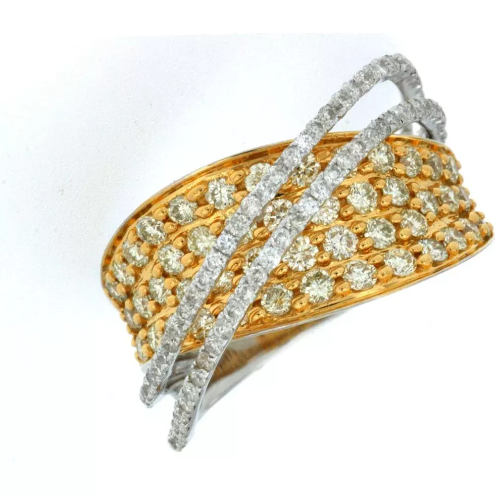 Luxurious 14K White Gold Yellow Diamond & Diamond Ring - 1.63 Carat Total Diamond Weight