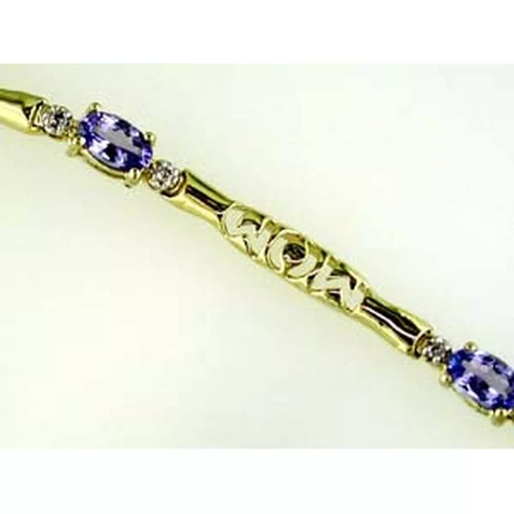 Luxurious 14K Yellow Gold Tanzanite & Diamond Bracelet - Exquisite Oval Design