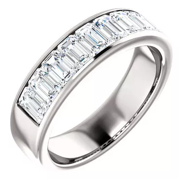 Platinum 9 Emerald Cut Diamond Ring Band 2.0 ctw