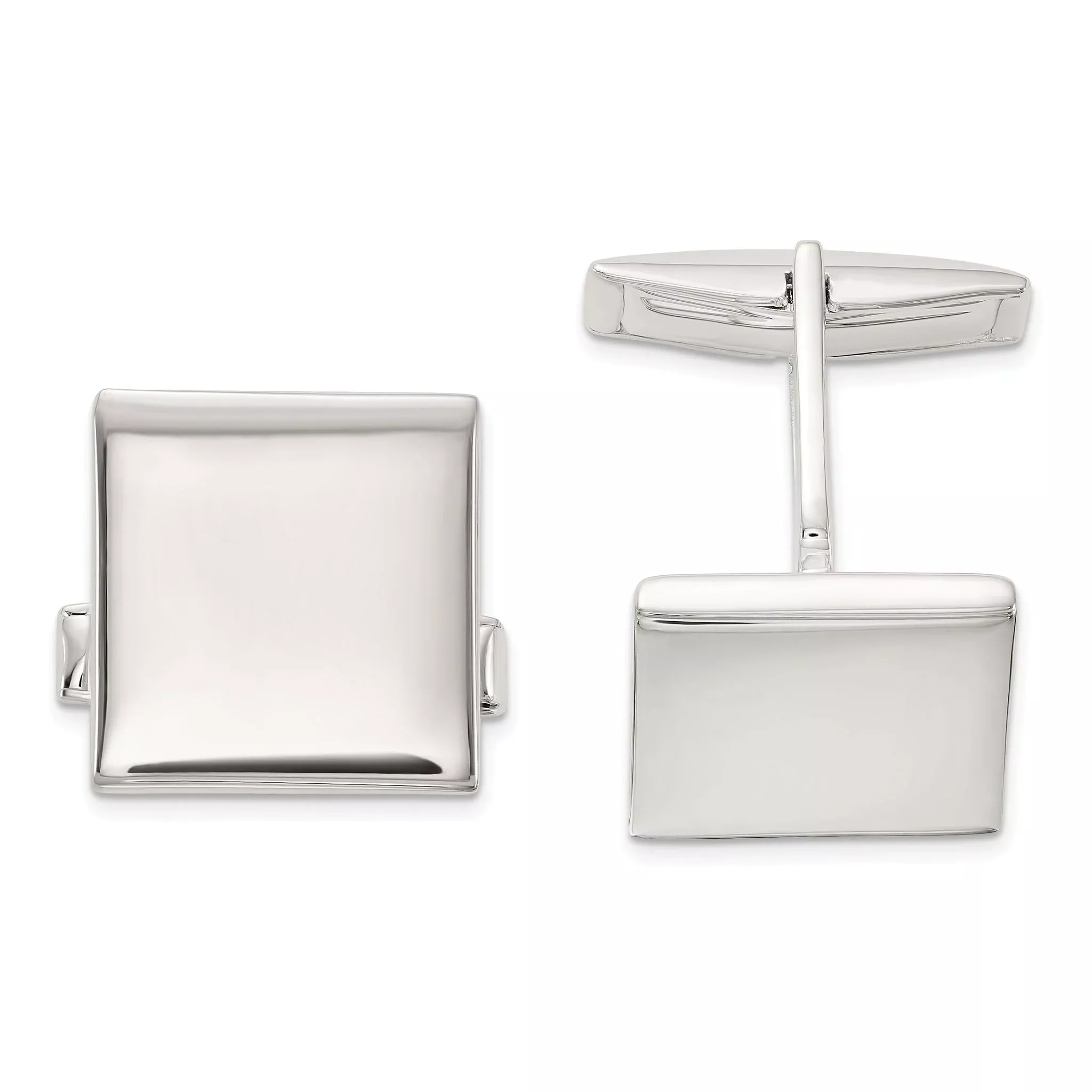 Polished Sterling Silver Square Cuff Links