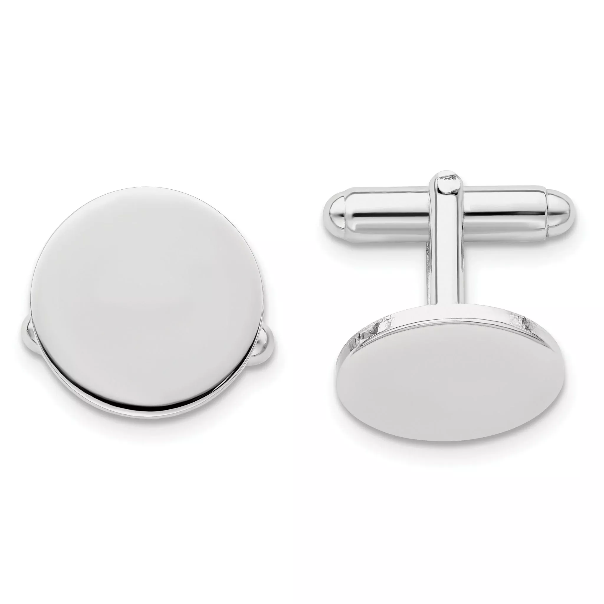 Rhodium-Plated Polished Engravable Cuff Links by Kelly Waters