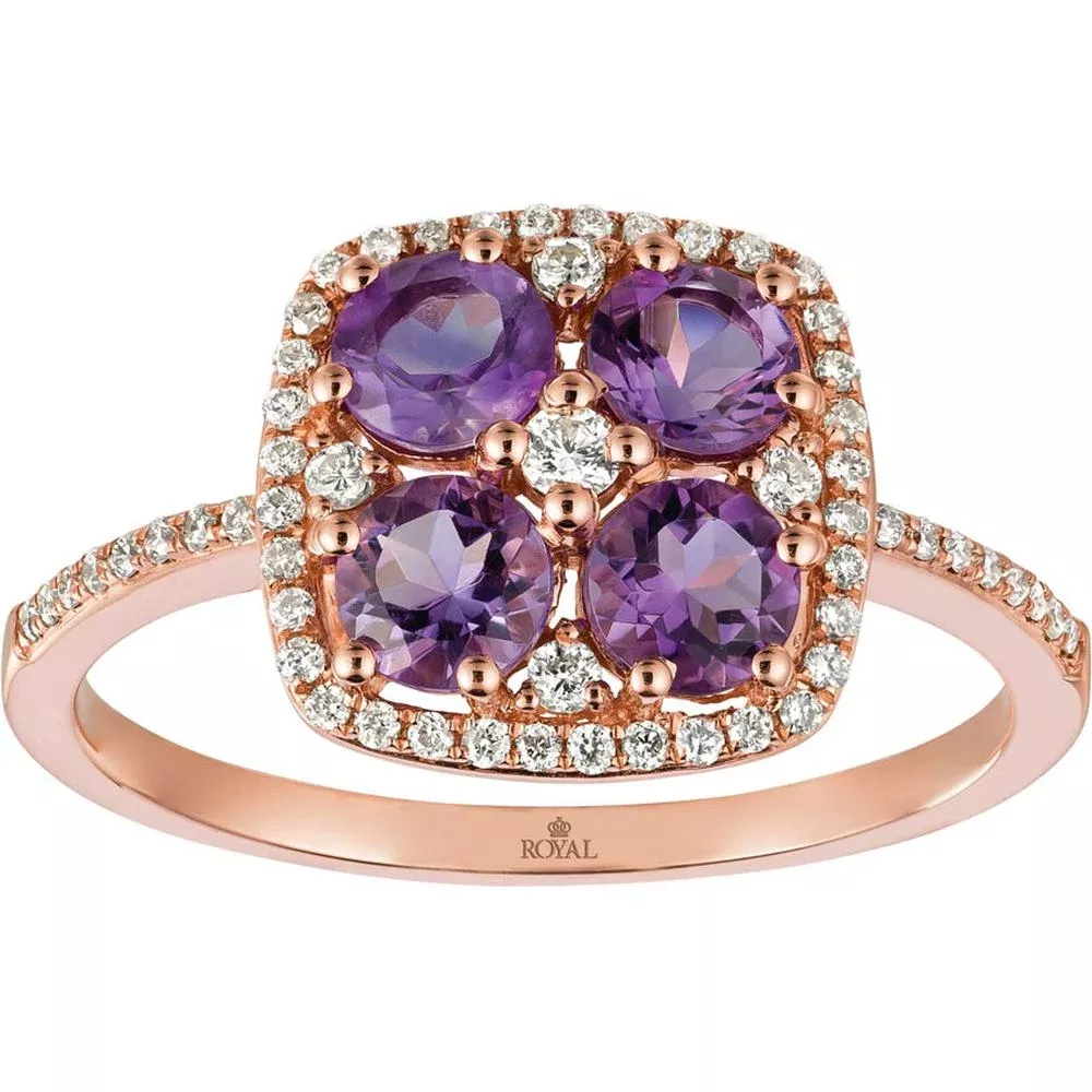 Royal 14K Rose Gold Amethyst & Diamond Ring - Enchantment in Bloom