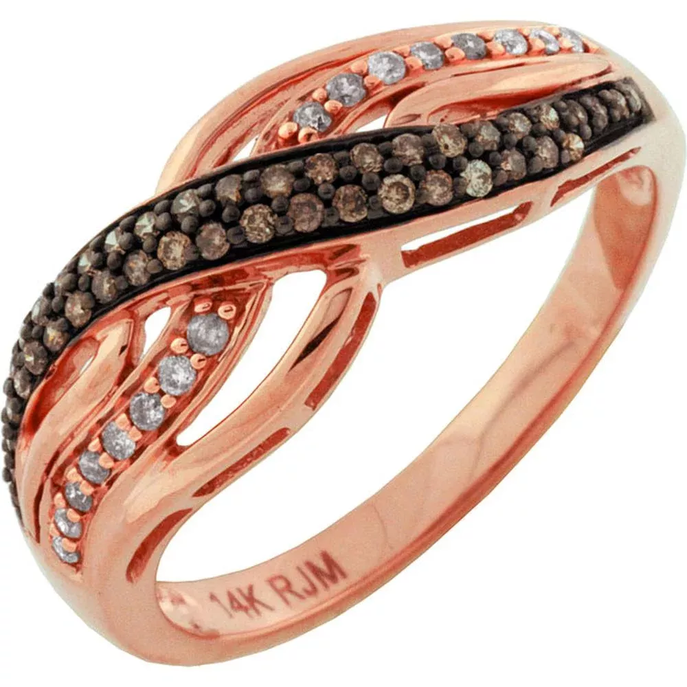 Royal 14K Rose Gold Diamond & Mocha Diamond Ring - 0.10 Carat Main Stone, 0.16 Carat Mocha Diamond