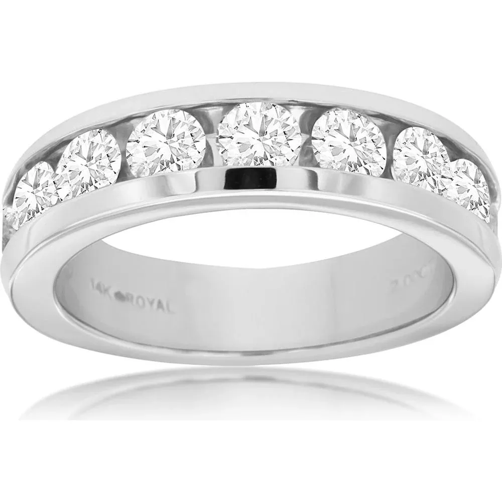 Royal 14K White Gold 2.00 Carat Diamond Wedding Band