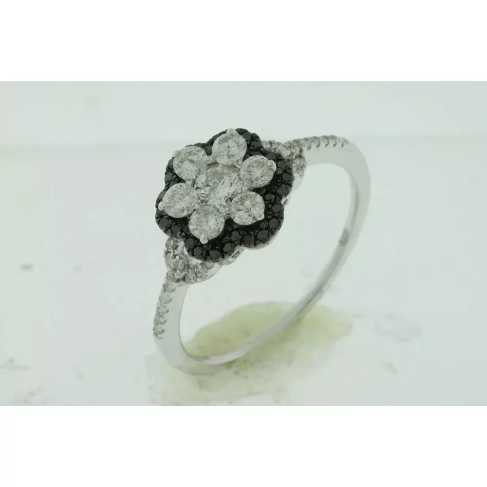Royal 14K White Gold Black Diamond & Diamond Ring - Unique Elegance
