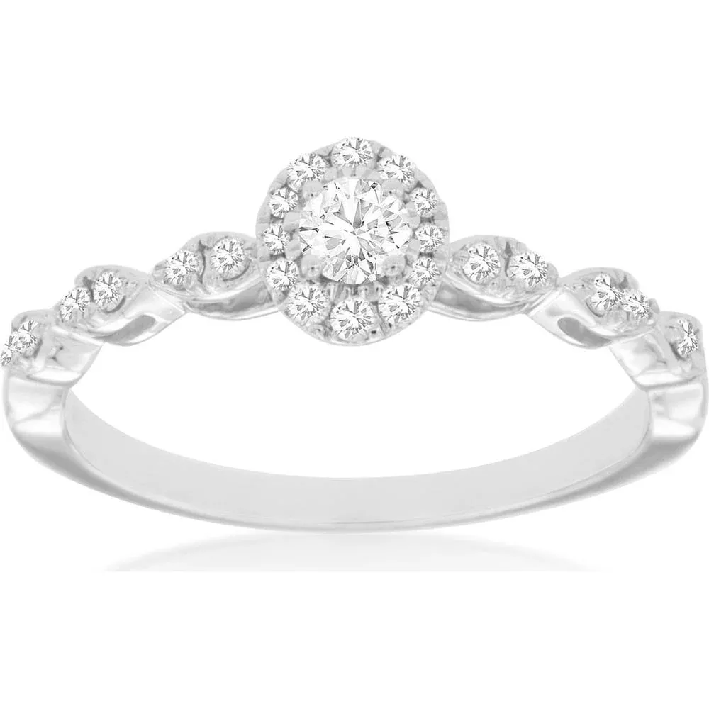 Royal 14K White Gold Diamond Engagement Ring - 0.33 Carat Total Diamond Weight