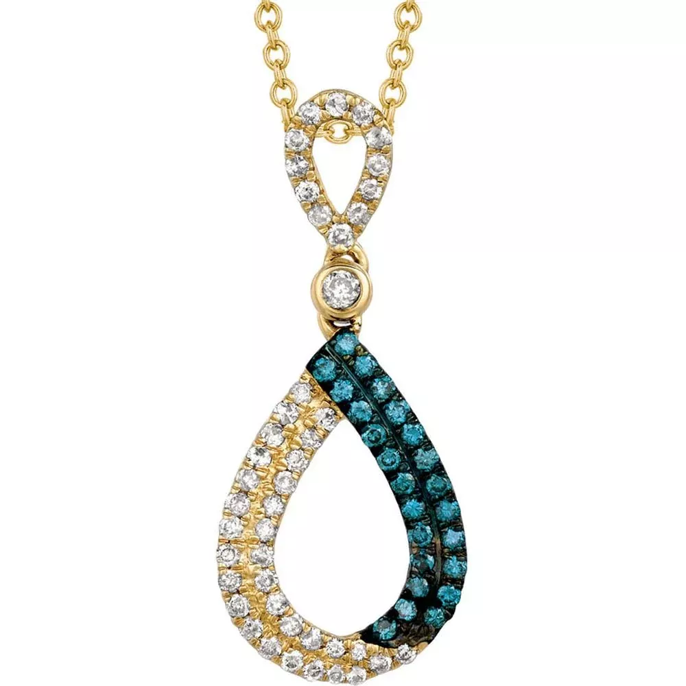 Royal 14K Yellow Gold Celestial Blue and White Diamond Pendant
