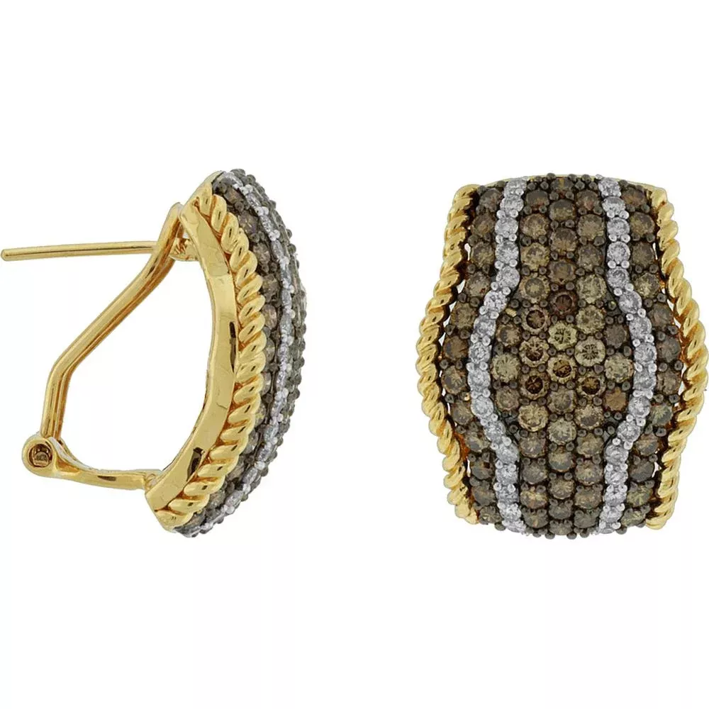 Royal 14K Yellow Gold Diamond & Mocha Diamond Earrings - Luxurious Sparkle and Elegance