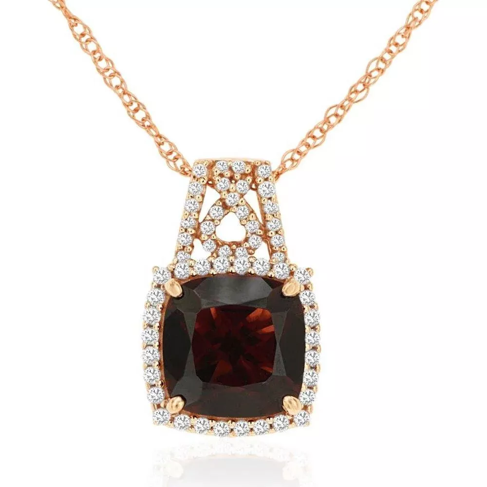 Serene 14K Rose Gold Garnet & Diamond Pendant
