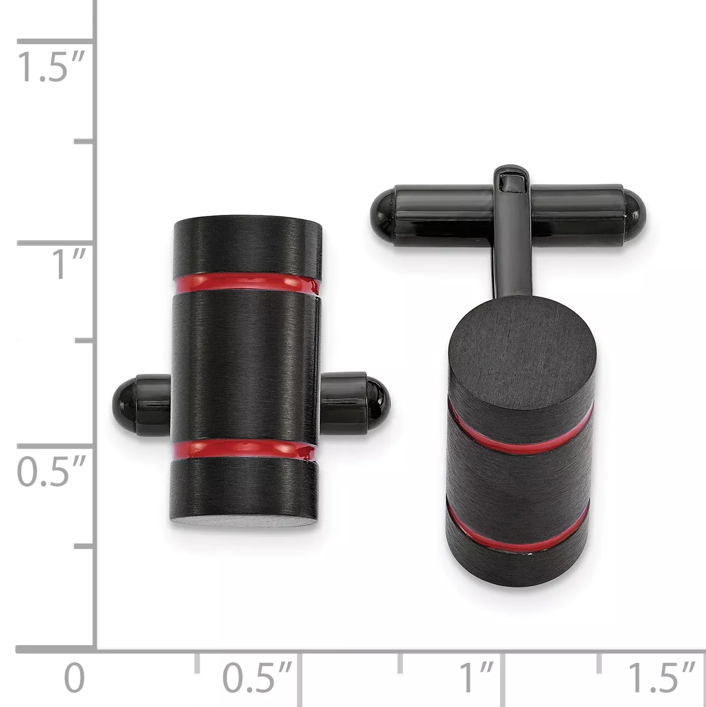 Stainless Steel Black & Red Enamel Cuff Links