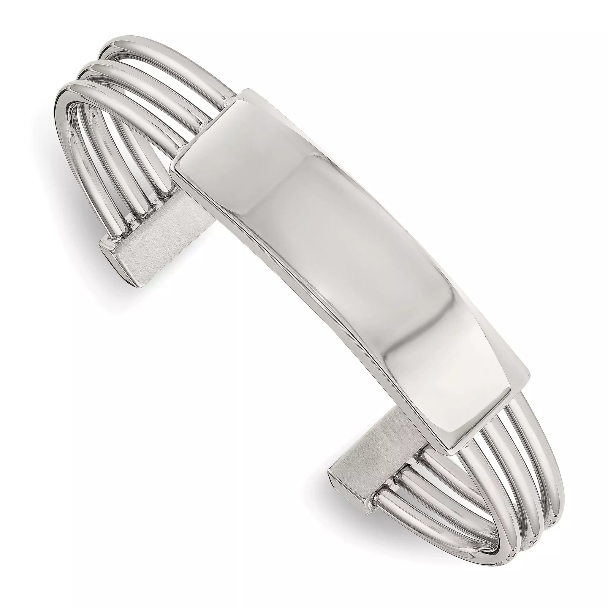 Stainless Steel Polished Engraveable ID Cuff Bangle Bracelet for Women