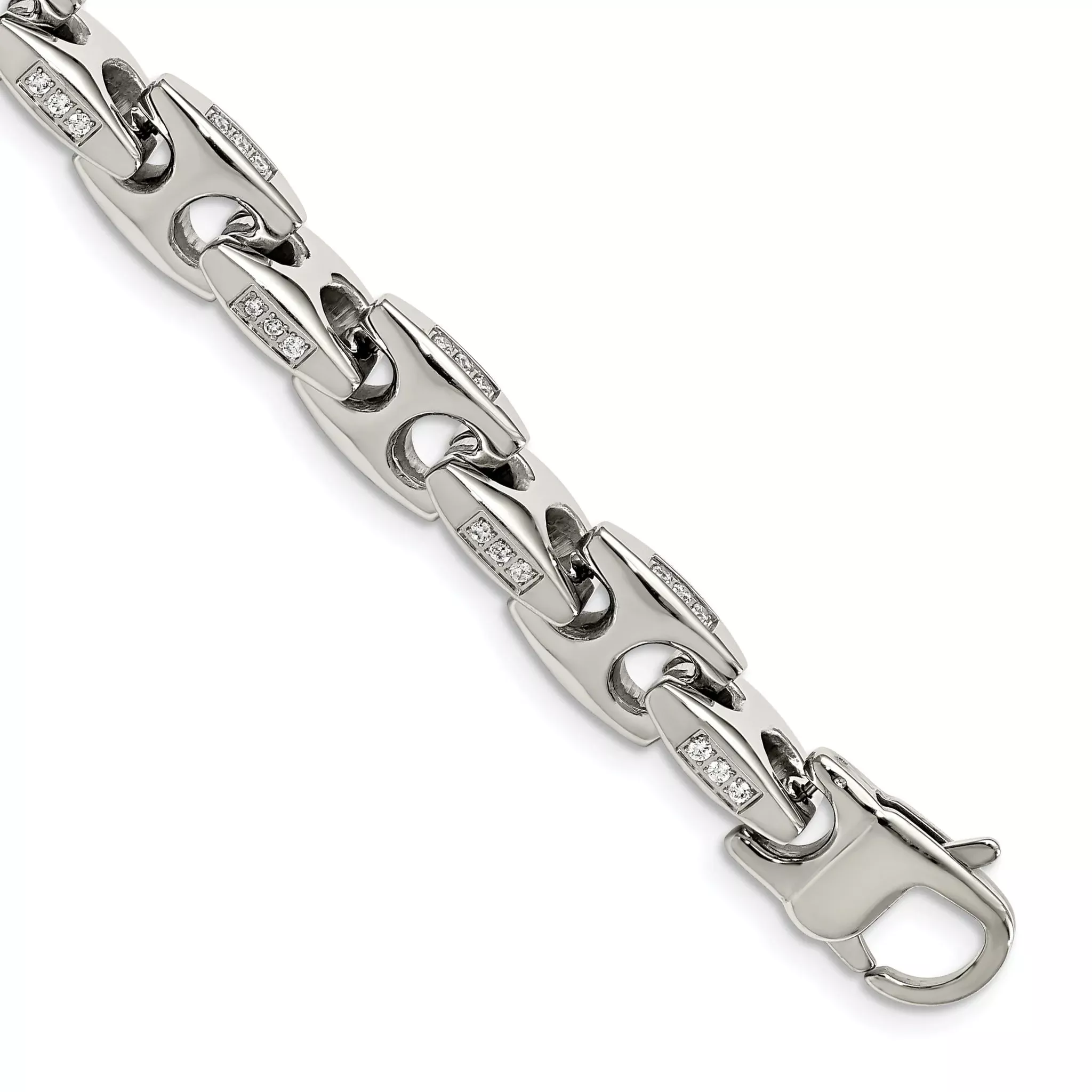Stainless Steel Polished with Cubic Zirconia Bracelet for Men