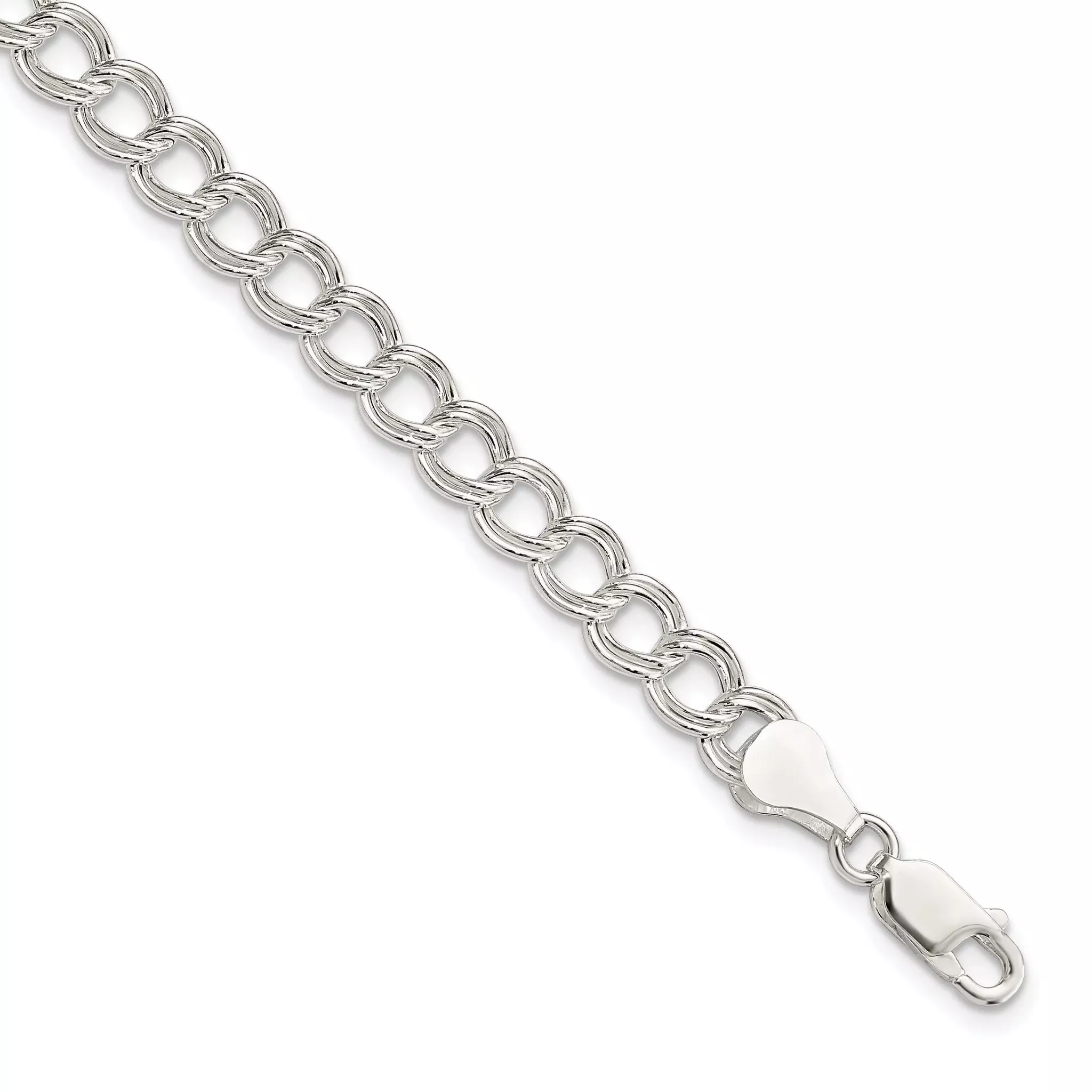 Sterling Silver 6mm Double Link Charm Bracelet