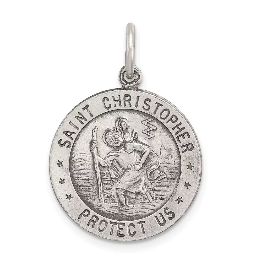 Sterling Silver Antiqued St.Christopher Soccer Medal