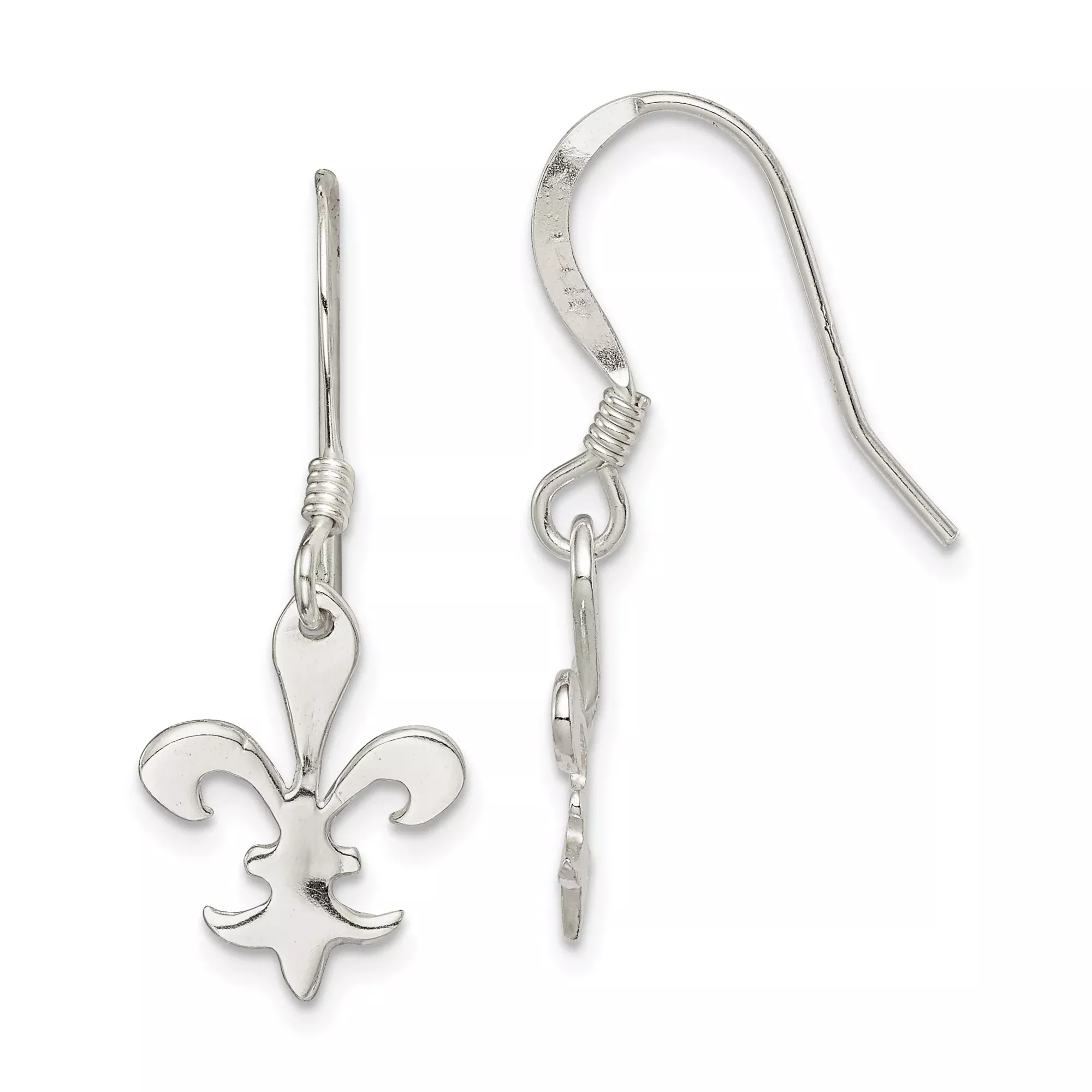 Sterling Silver Dangle Earrings, Fleur de Lis Design, French-Inspired Jewelry for Women