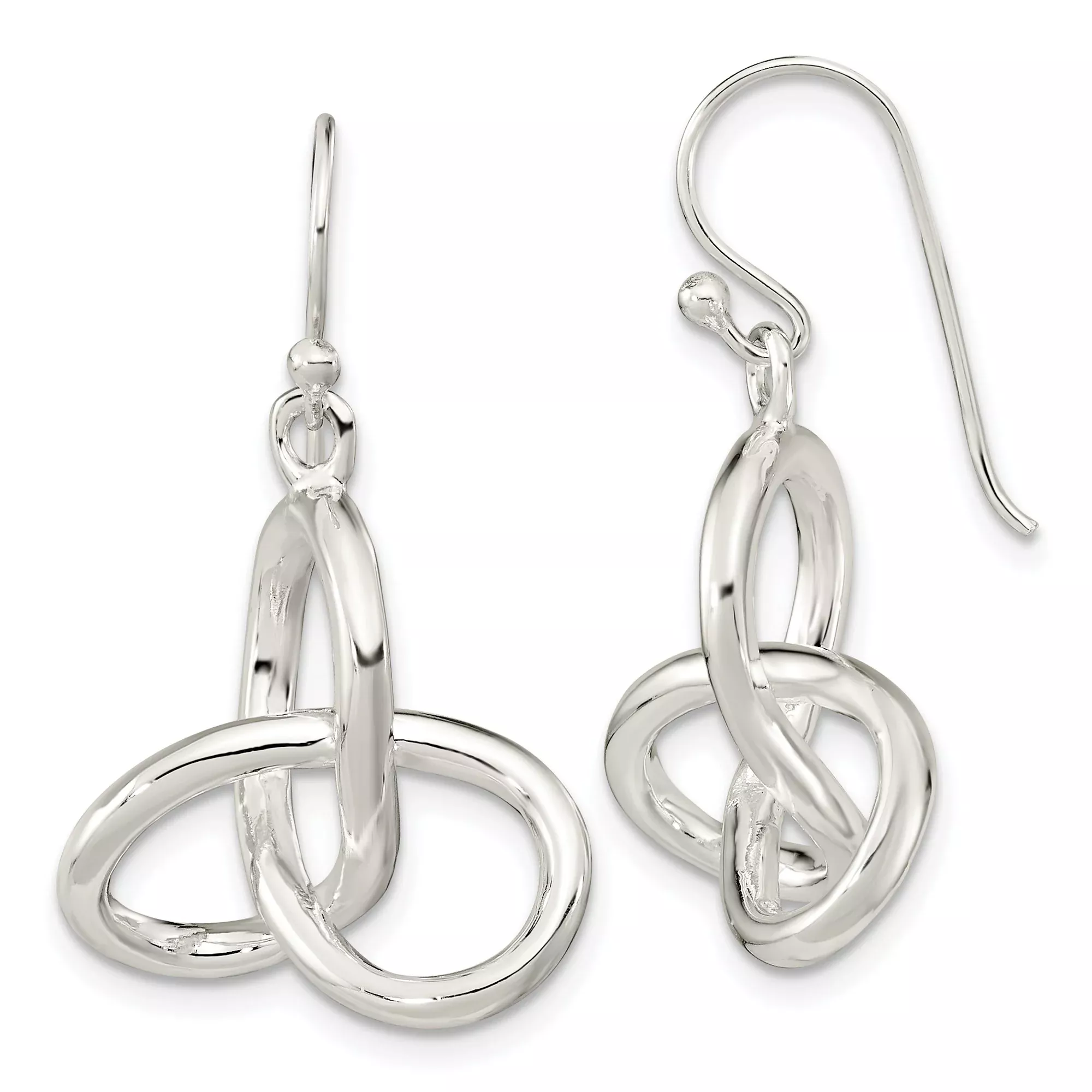 Sterling Silver Dangle Earrings with Openwork Trinity Knot, Celtic Irish Heritage Design