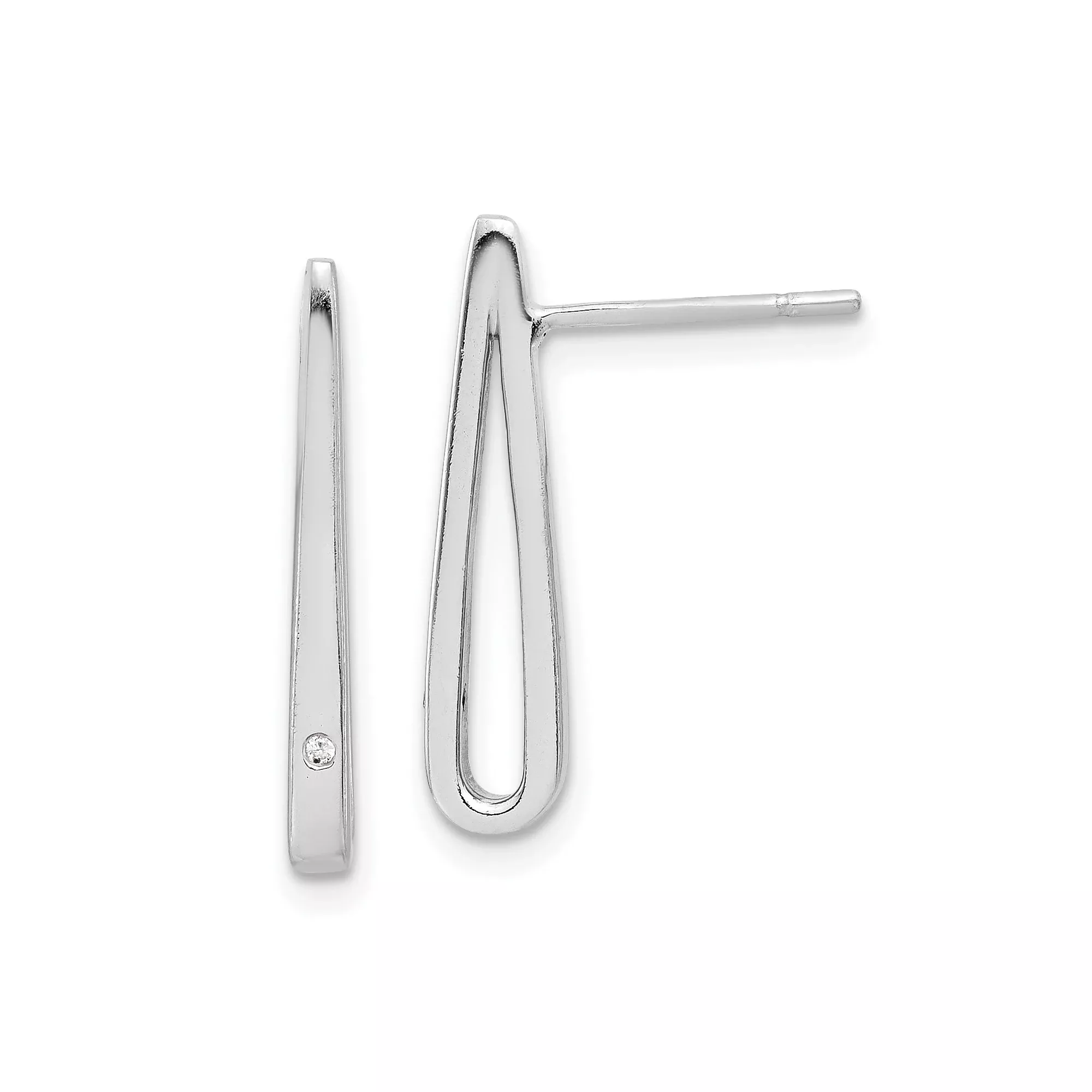 Sterling Silver Drop Earrings with Cubic Zirconia, Open Teardrop Dangle Design for Women
