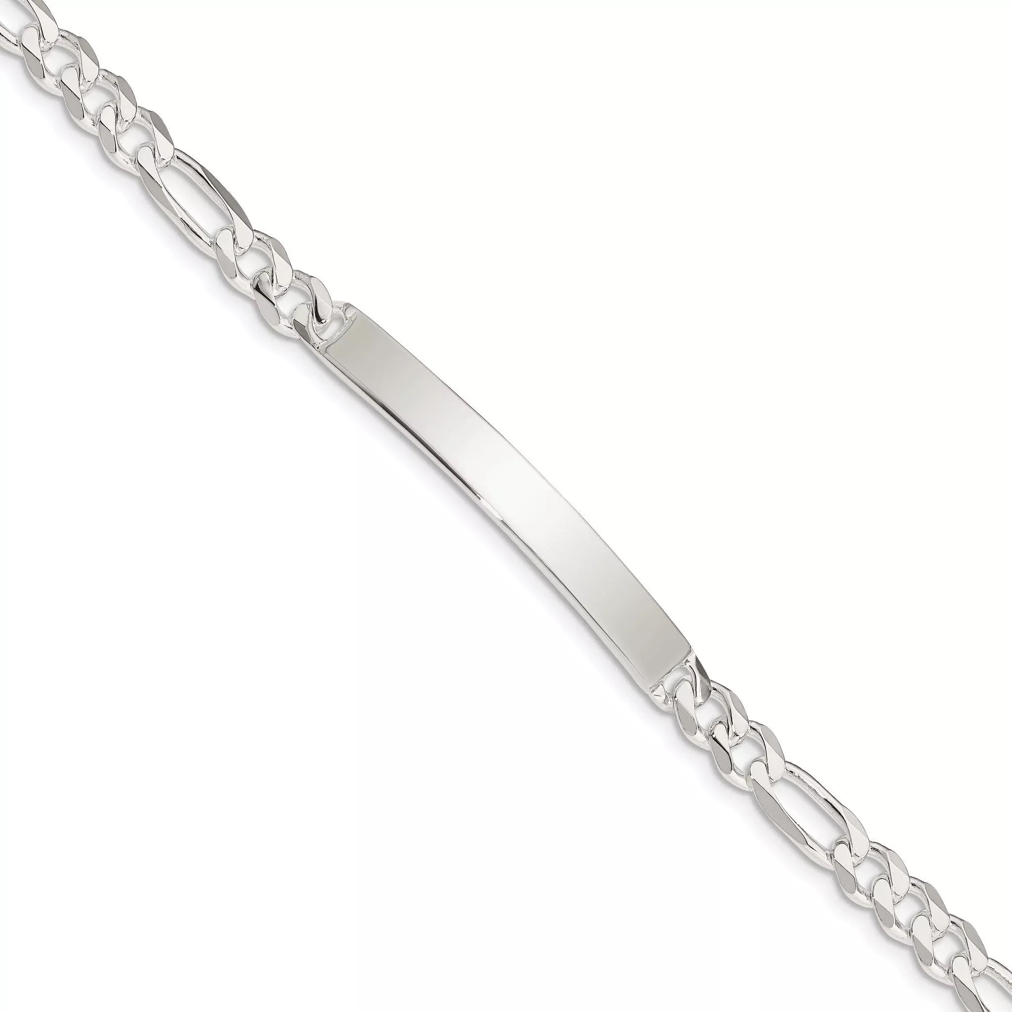 Sterling Silver Figaro Link ID Bracelet