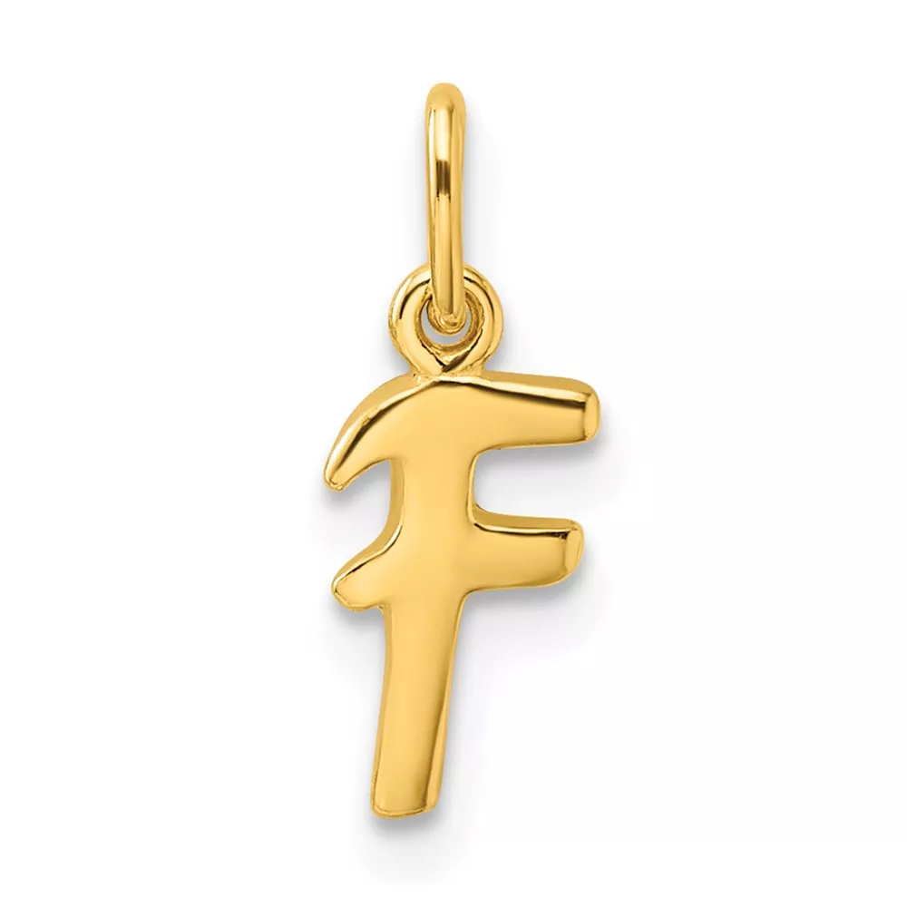 Sterling Silver Gold-tone Polished Letter F Initial Charm