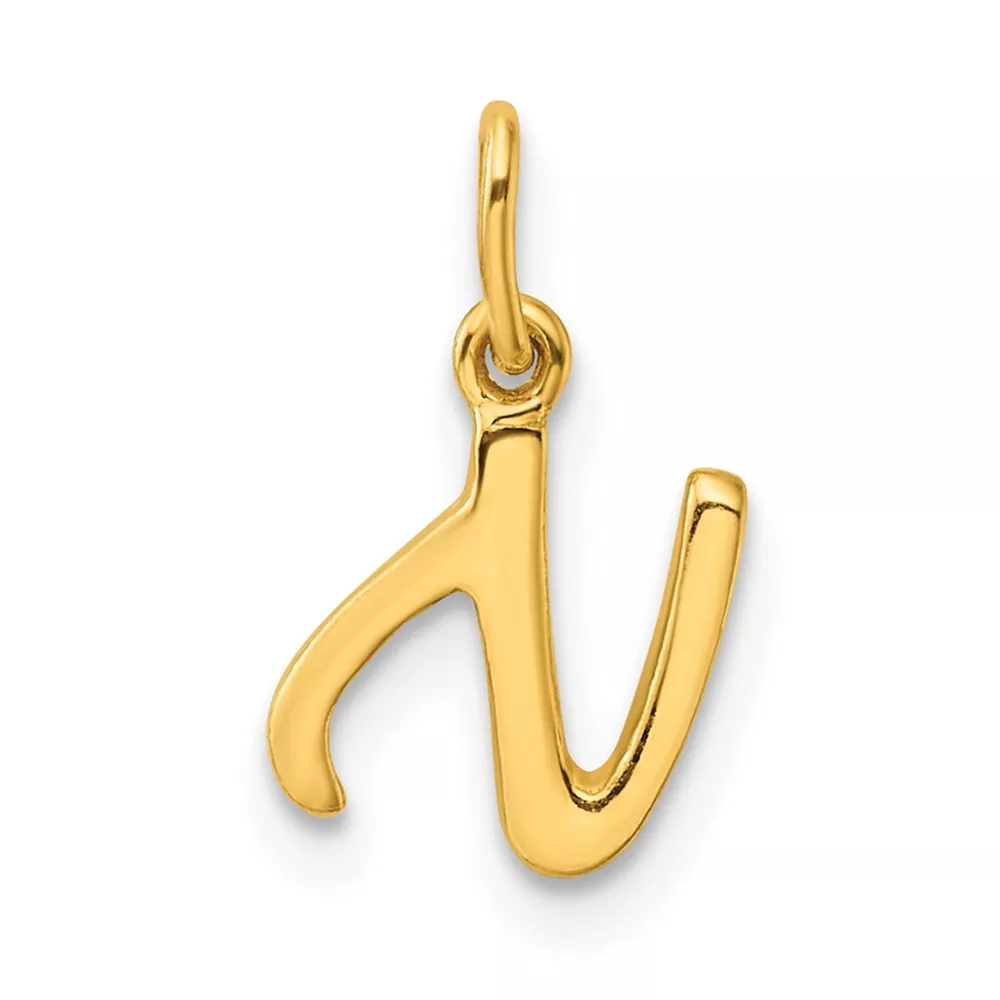 Sterling Silver Gold-tone Polished Letter N Initial Charm