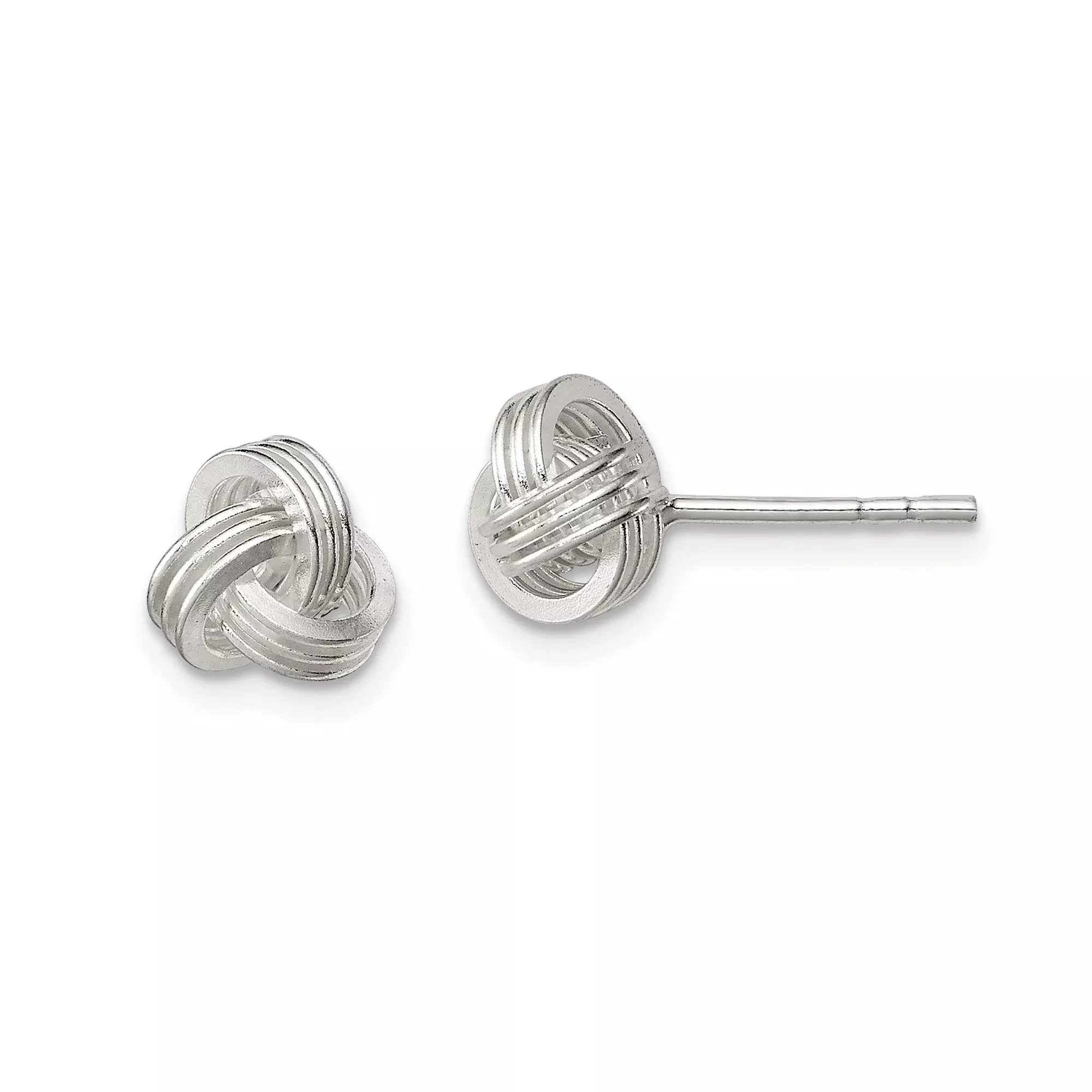 Sterling Silver Love Knot Stud Earrings with Intertwined Knot Design Representing Eternal Love