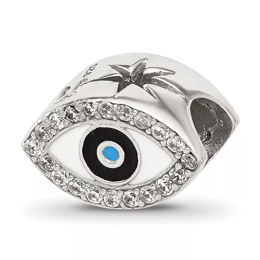 Sterling Silver Reflections Enameled and CZ Eye Bead
