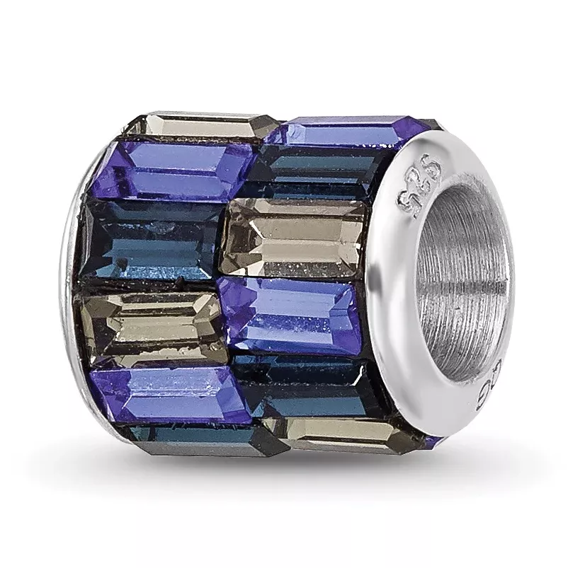 Sterling Silver Reflections RH-plated Blue/Grey Preciosa Crystal Bead