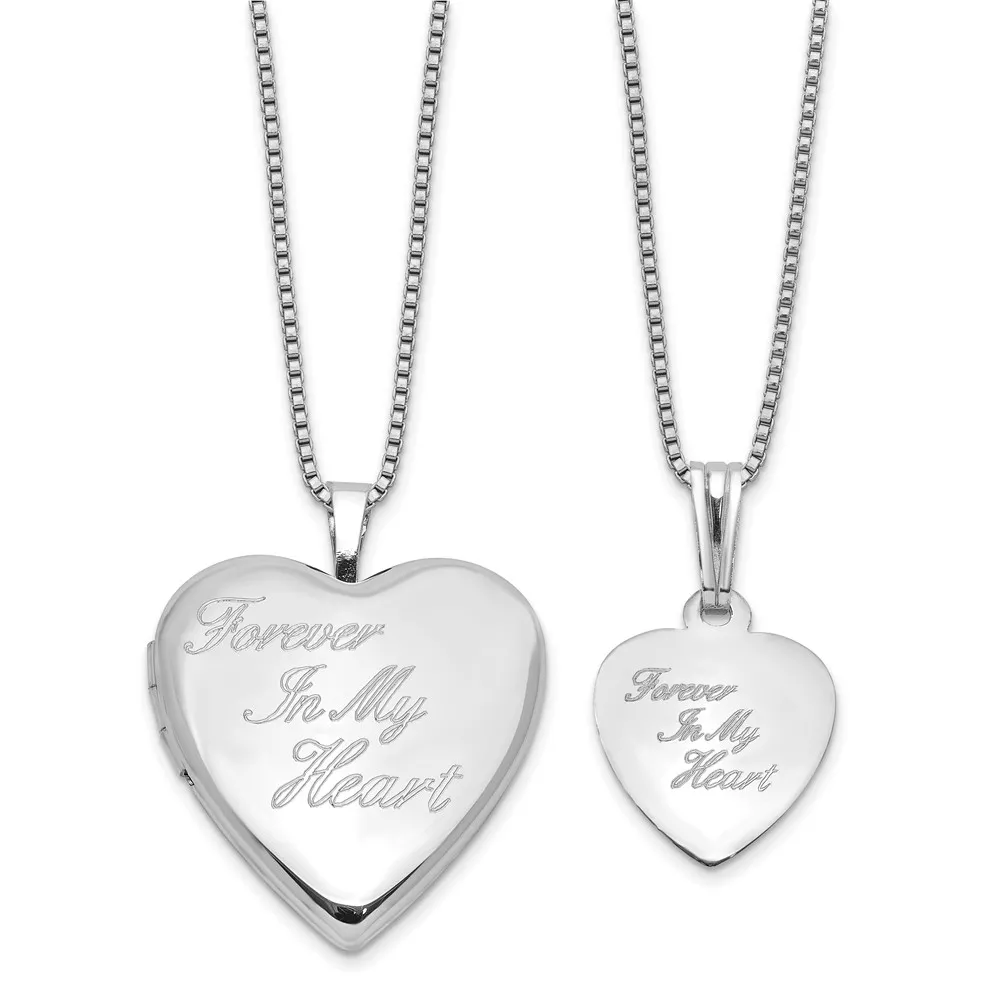 Sterling Silver RH-plated FOREVER 20mm/12mm Locket/Pendant Set