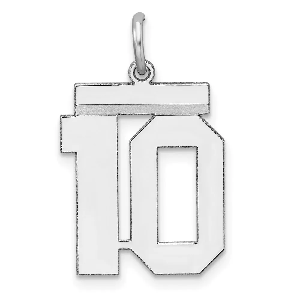 Sterling/Silver Rhodium-plated Polished Number 10 Charm