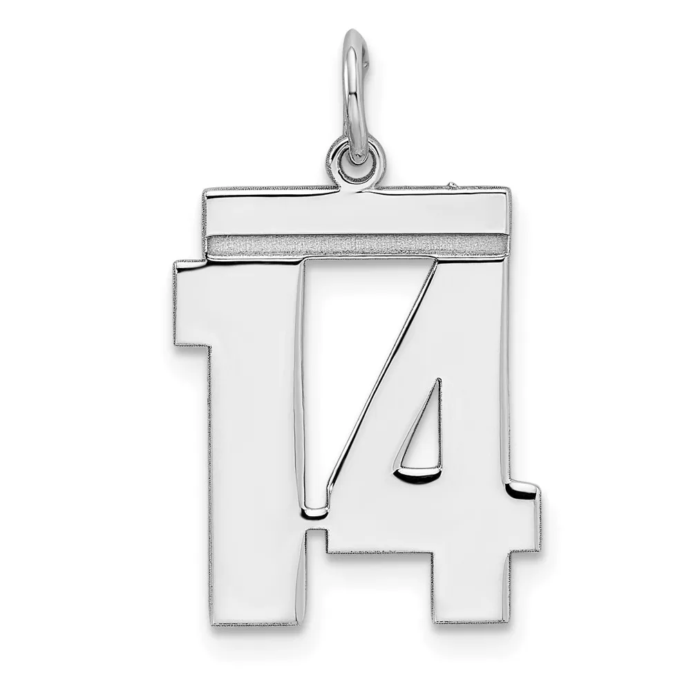 Sterling/Silver Rhodium-plated Polished Number 14 Charm
