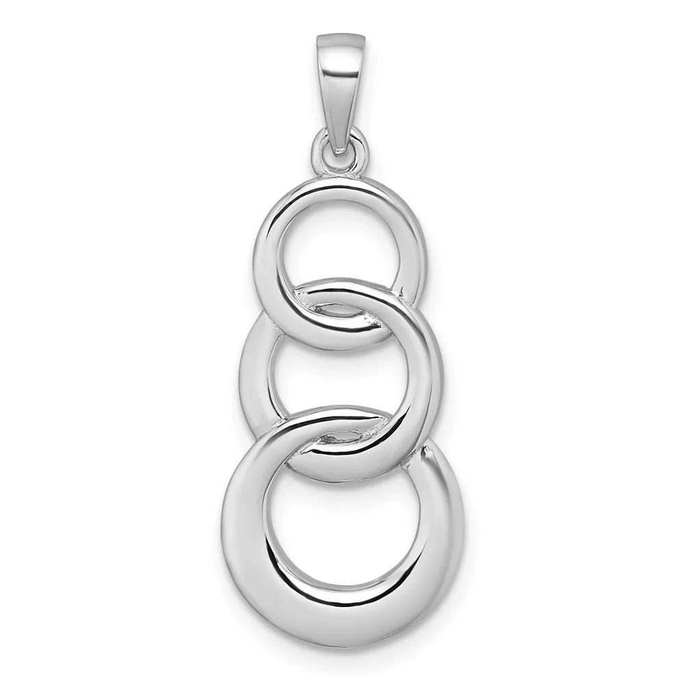 Sterling Silver Rhodium-plated Polished Triple Circle Pendant