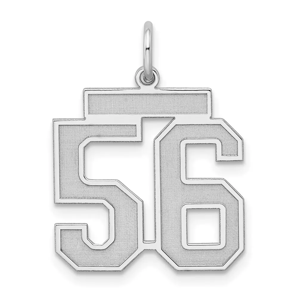 Sterling Silver/Rhodium-plated Satin Number 56 Charm
