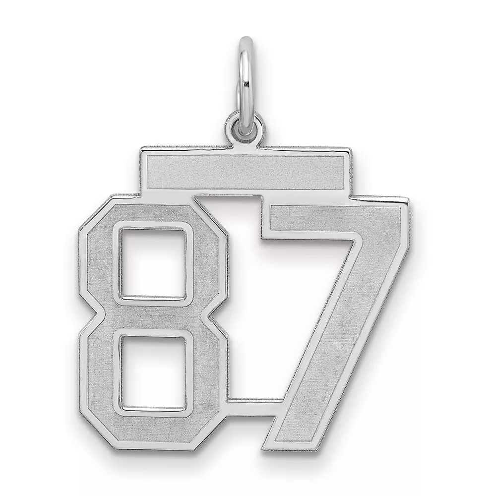 Sterling Silver/Rhodium-plated Satin Number 87 Charm