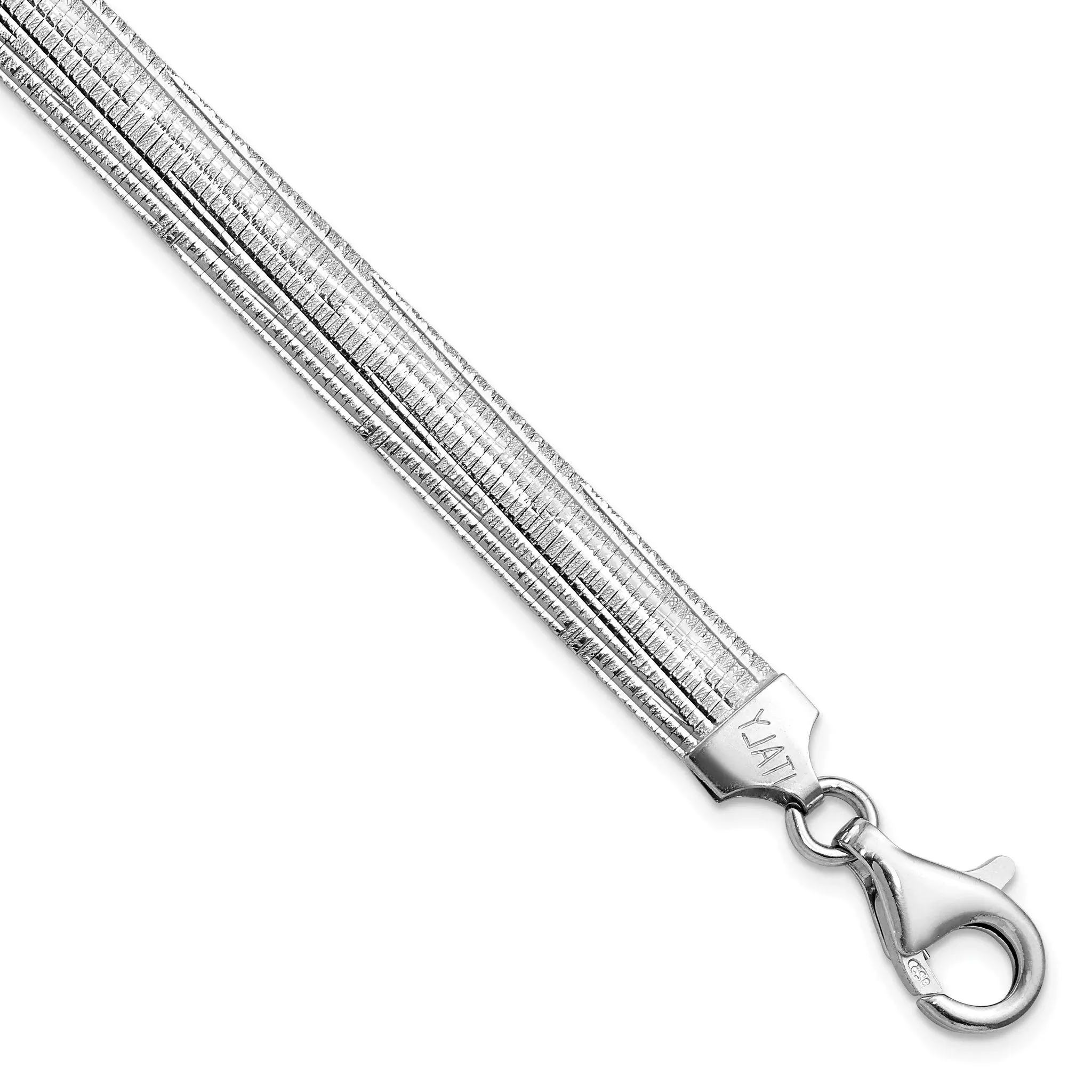Sterling Silver Rhodium-Platedod-plated Polished Textured Reversible Bracelet