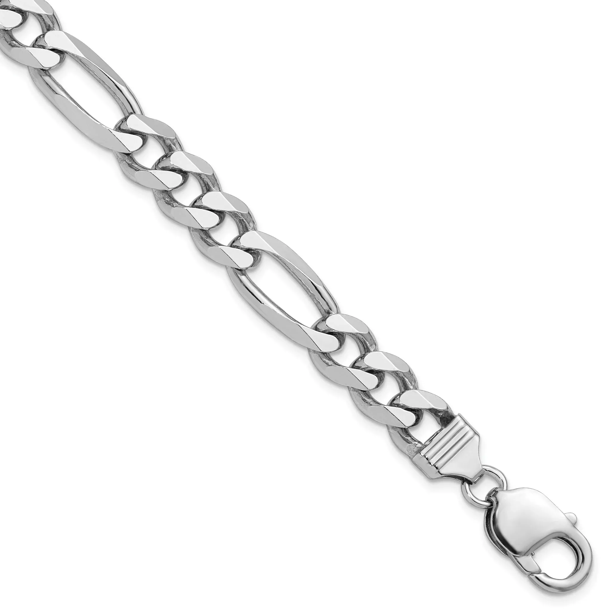 Sterling Silver Rhodium-Rhodium-Plated 9mm Figaro Chain