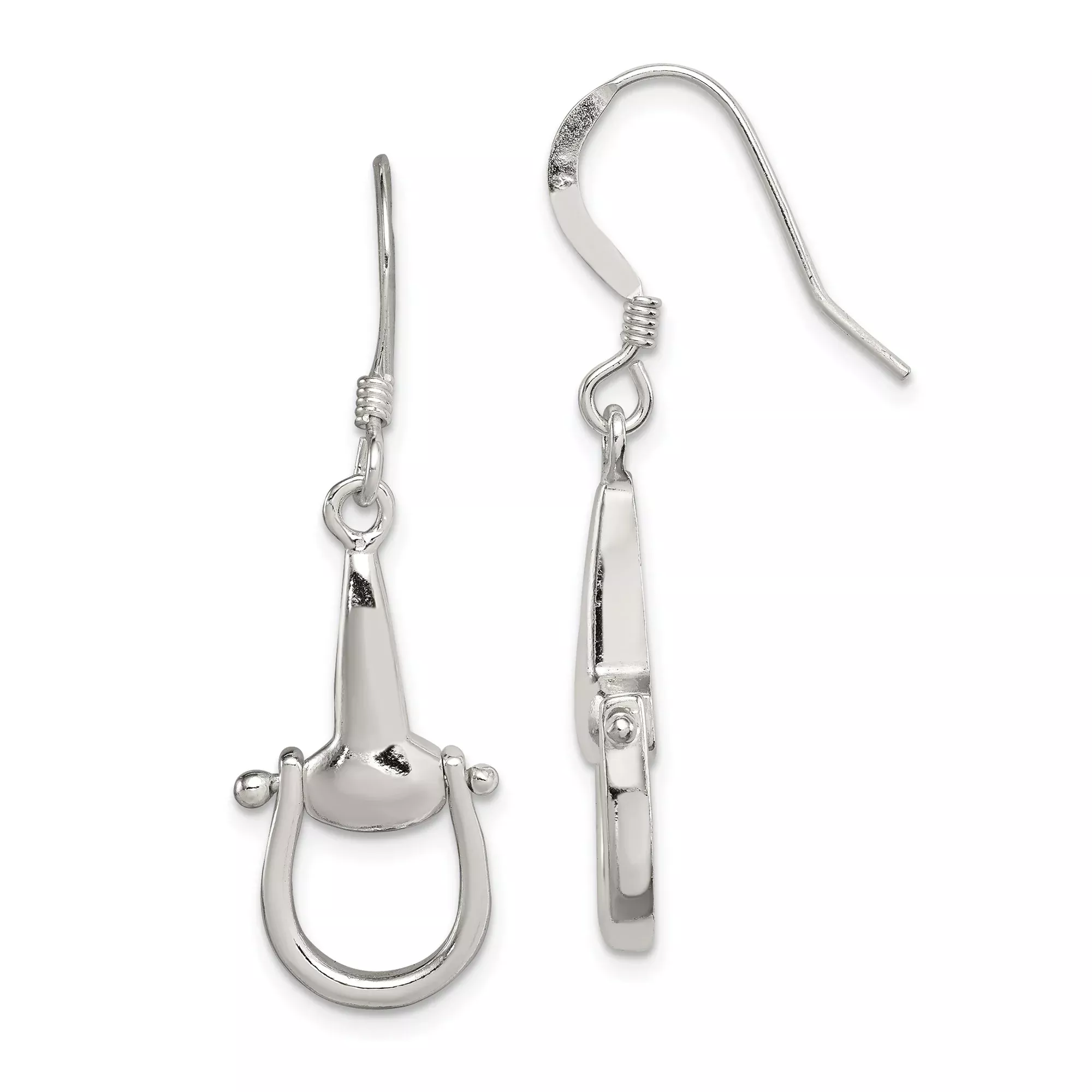 Sterling Silver Stirrup Dangle Earrings, Equestrian Horse Riding Style for Women