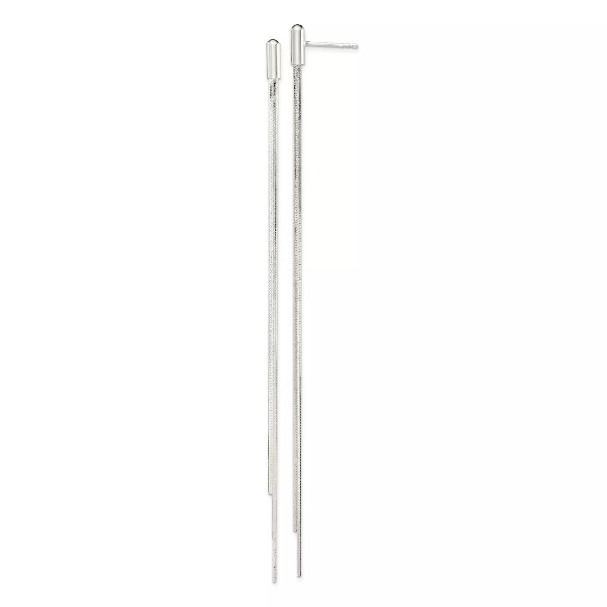 Sterling Silver Threader Earrings, Minimalist Bar Drop, Modern Long Dangle Style