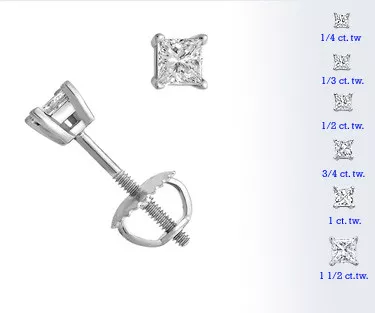Stunning 1.00 CtPrincess Cut Diamond Earrings