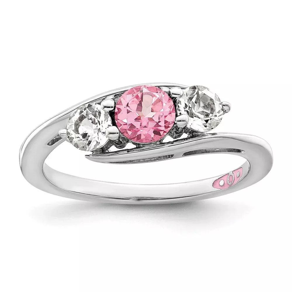 Survivor Collection 10k White Gold White Gold Rhodium-plated White and Pink Swarovski Topaz Joanna Ring