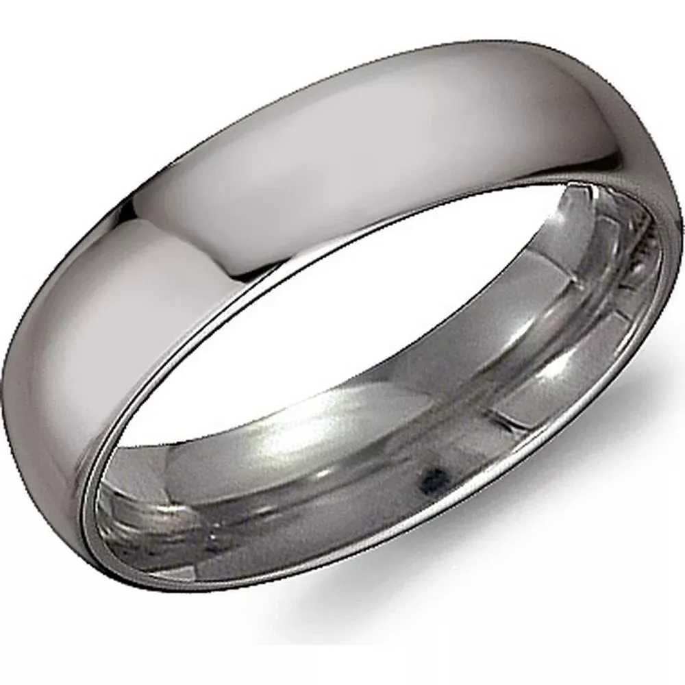 Torque Men's Wedding Band - Classic Smooth Polished Dome Finish in Titanium - 6mm Width from the Titanium Collection
