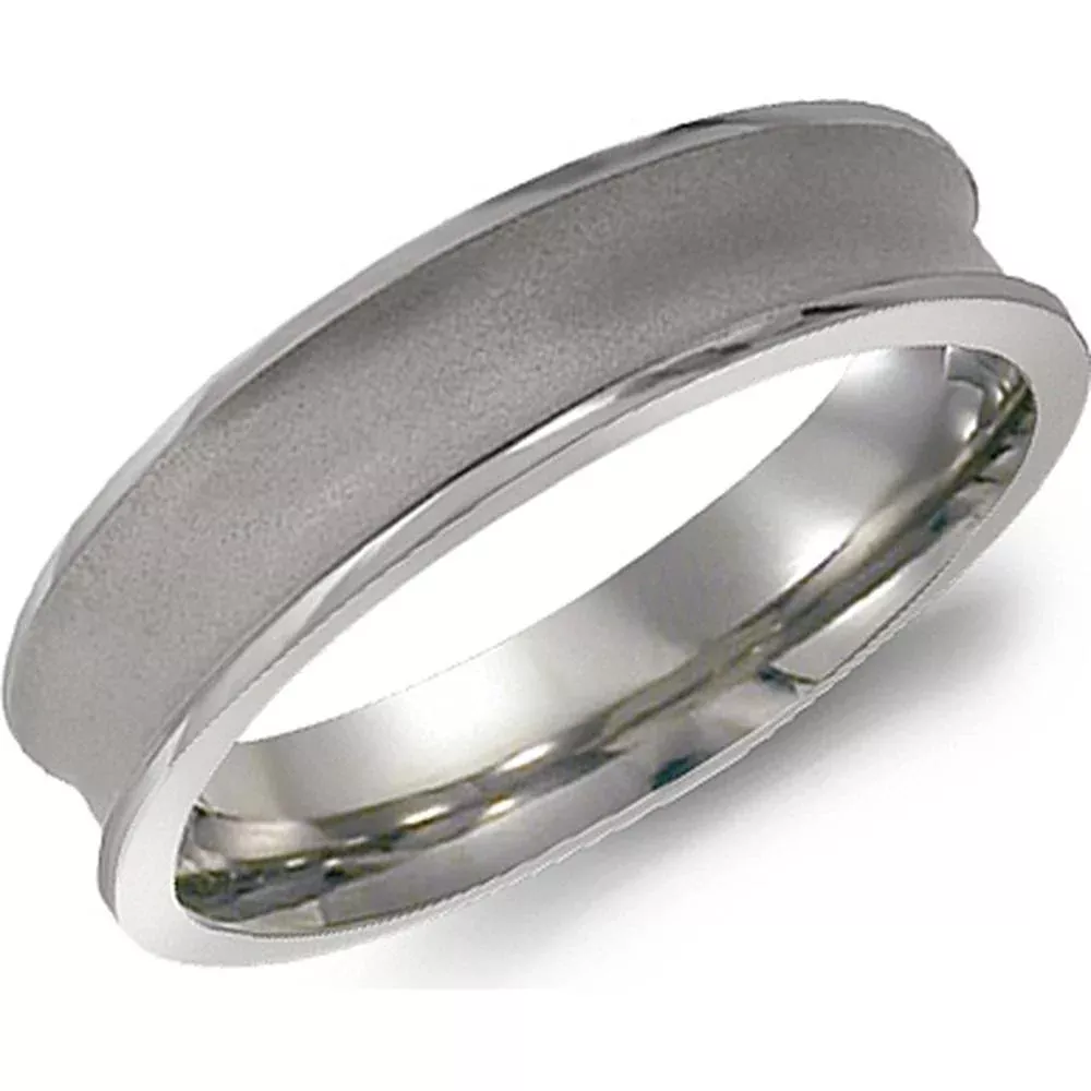 Torque Men's Wedding Band - Matte-Finish Concave Center With Sleek Polished Edges in Titanium - 6mm Width from the Titanium Collection
