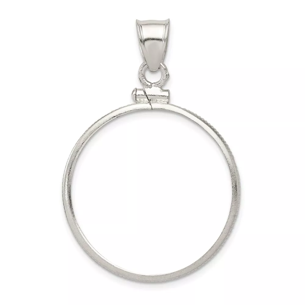 Wideband Distinguished Coin Jewelry Sterling Silver Polished 26.4 x 1.8mm Susan B. Anthony Screw Top Coin Bezel Pendant