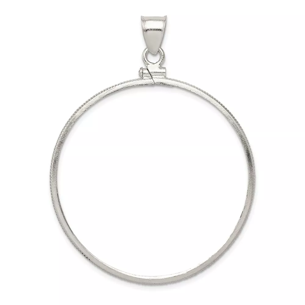 Wideband Distinguished Coin Jewelry Sterling Silver Polished 40.6 x 3.1mm Screw Top Coin Bezel Pendant