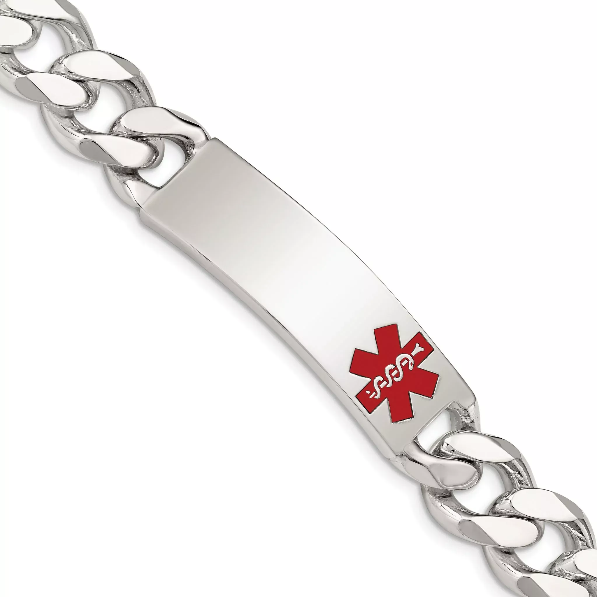 Women's Sterling Silver Curb Medical ID Bracelet 14mm